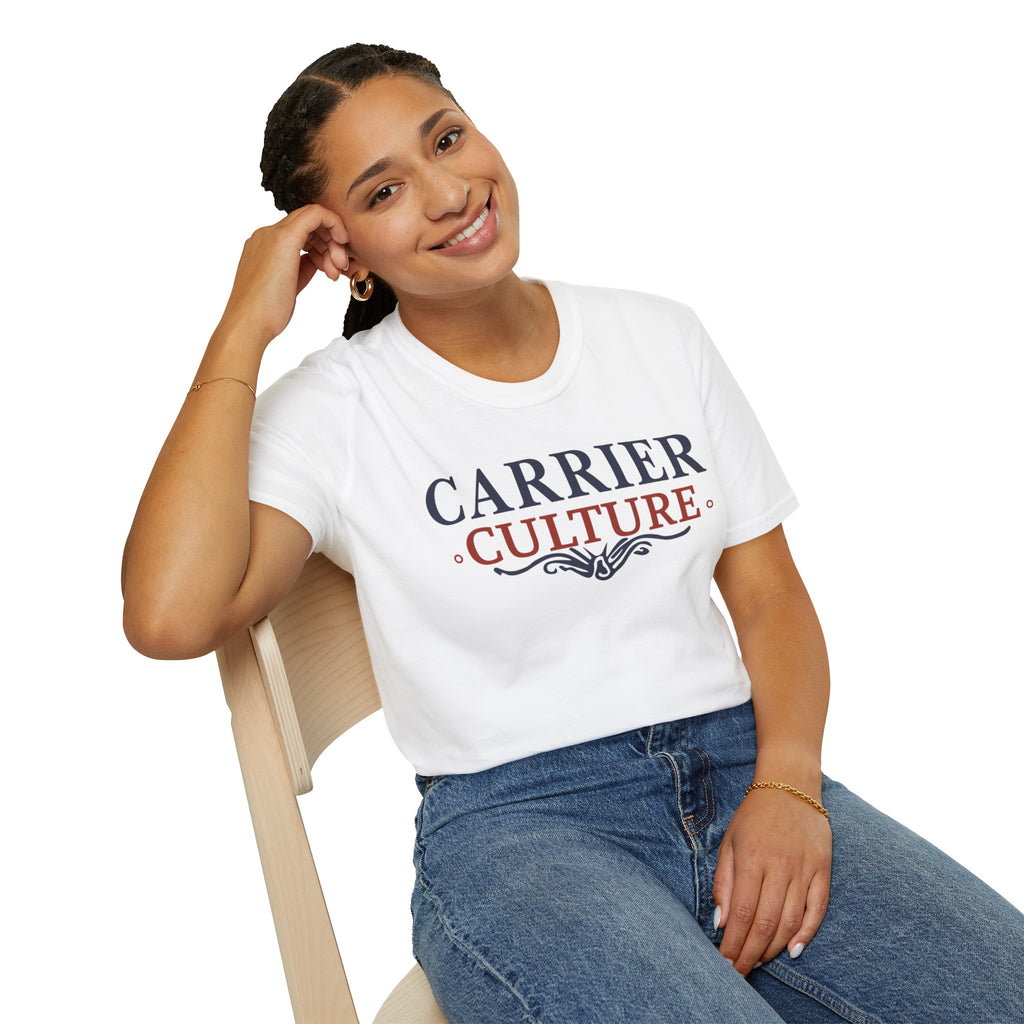 Carrier Culture blue and red "classic logo" t-shirt