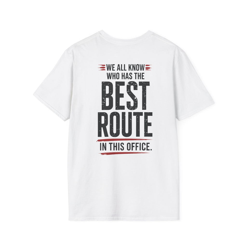 best route white tee shirt