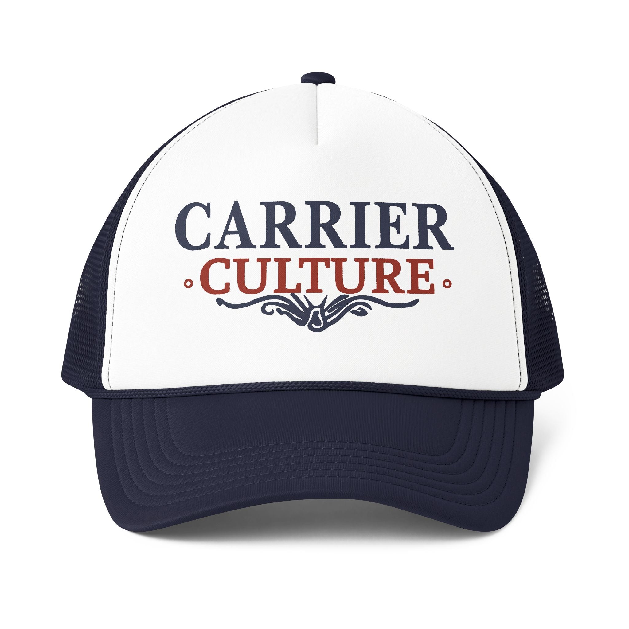 Carrier Culture Trucker Cap blue and red logo