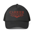 Carrier Culture Trucker Cap — red logo black hat