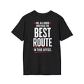 best route black tee shirt