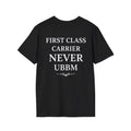 first class black tee shirt
