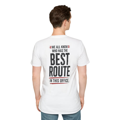 best route white tee shirt