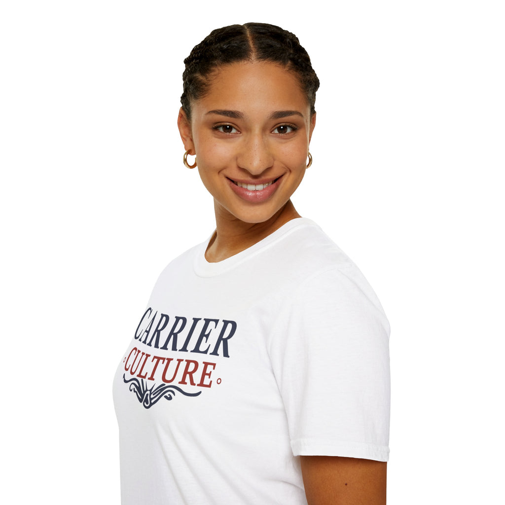 Carrier Culture blue and red "classic logo" t-shirt