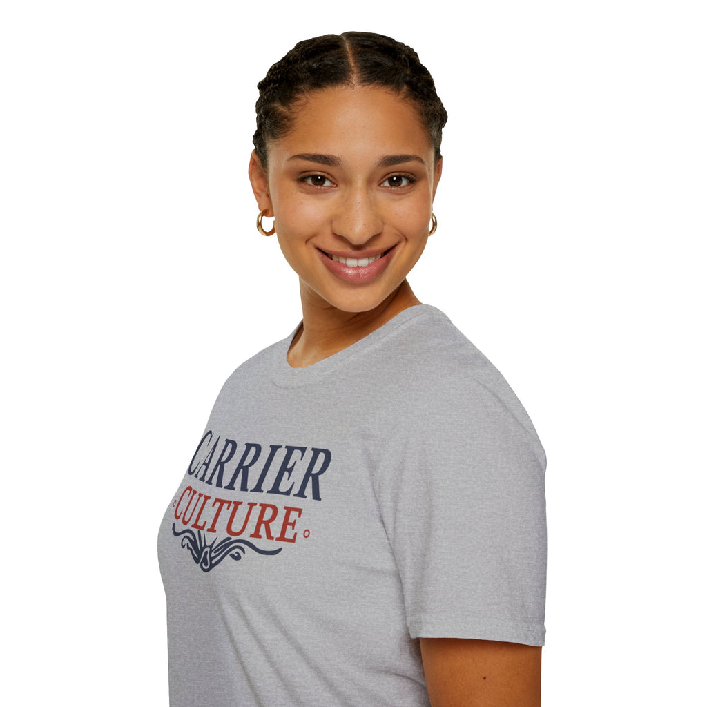 Carrier Culture blue and red "classic logo" t-shirt