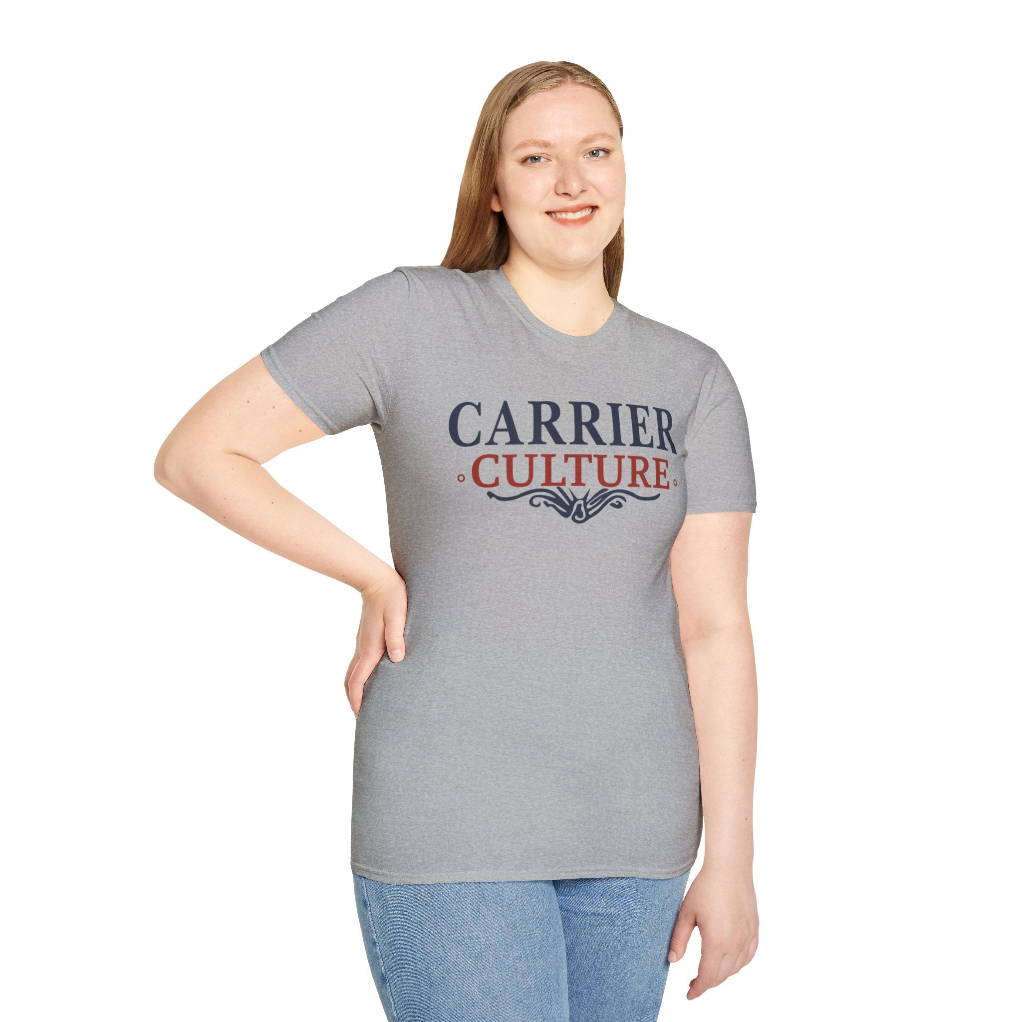 Carrier Culture blue and red "classic logo" t-shirt