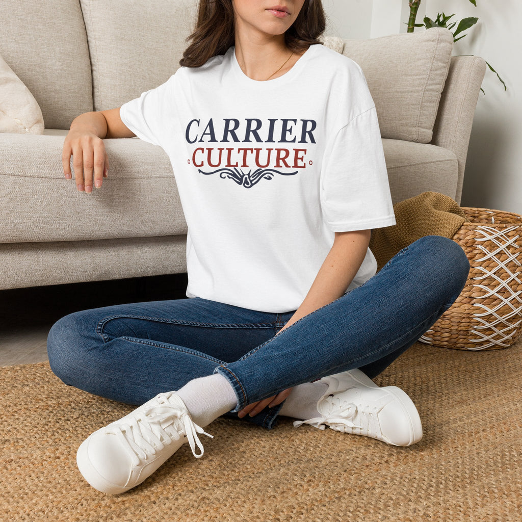 Carrier Culture blue and red "classic logo" t-shirt