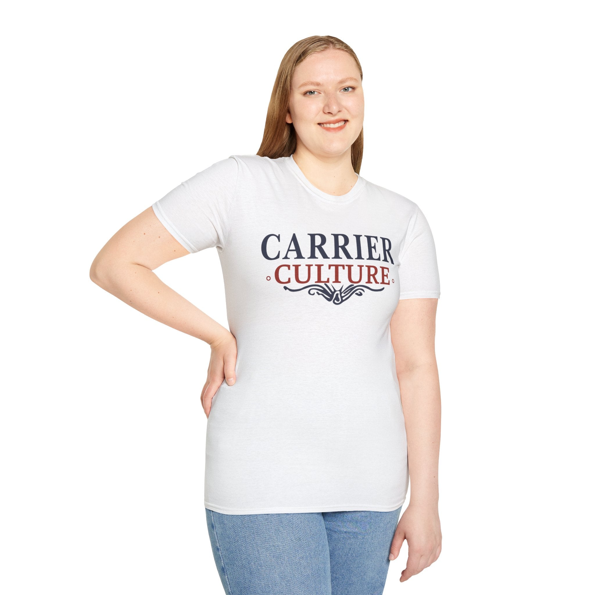 Carrier Culture blue and red "classic logo" t-shirt